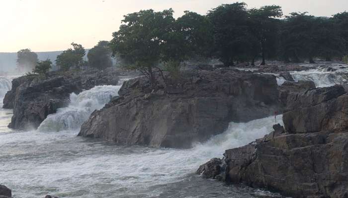 Close-up view of the Hogenakkal Falls 