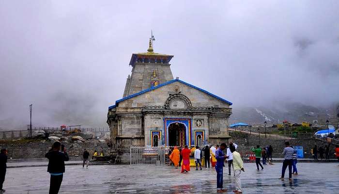 The beautiful Kedarnath Temple set against snow-capped peaks 