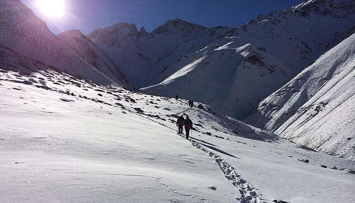 Trek on the mountains in the moonland area