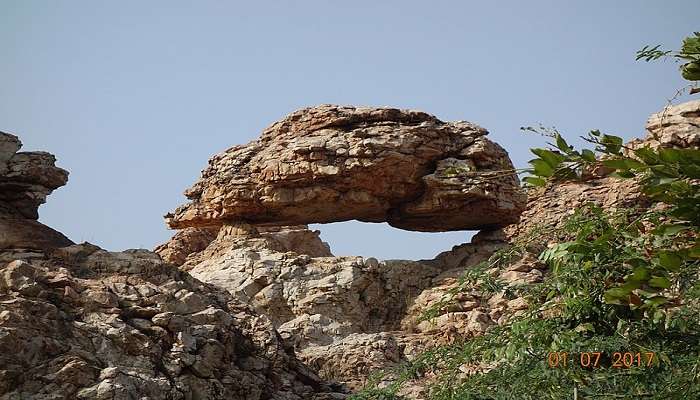 Simply Supported rock at Orvakallu Rock Garden