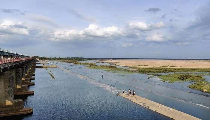 Godavari River view from Dowleswaram Barrage.