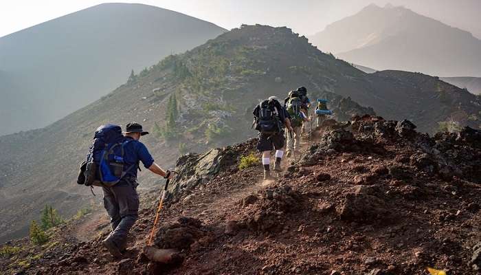 People trekking on trails in Gandikota