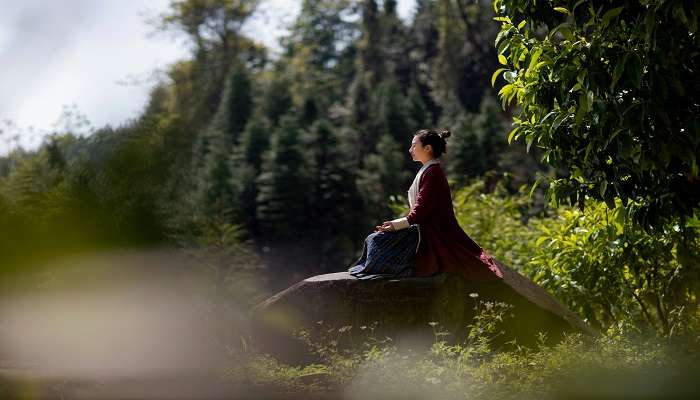 Practicing yoga in meditation in Moon Valley