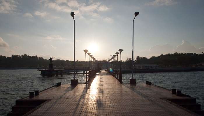 Sunset at sea bridge at Port Blair, Andaman