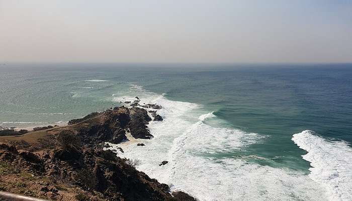 Byron Bay Lighthouse against pacific sea and blue sky