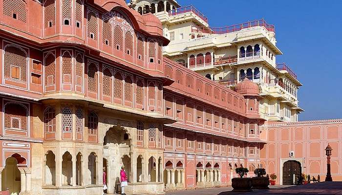 The outer architectural view of Chandra mahal.