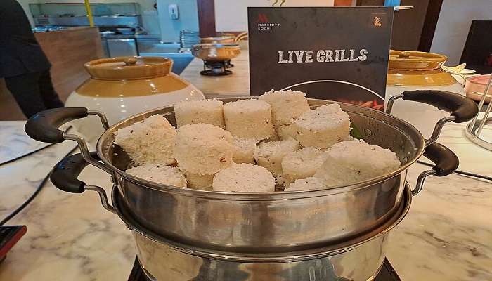 In frame is Puttu, a sweet dish that needs to be tried while in this restaurant in Angamaly 