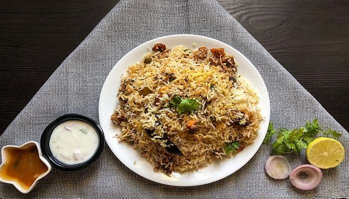 Delicious biryani served at Gandhipuram Restaurants