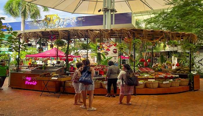 A fruit stand on display at the Eden Garden Mall, Cambodia