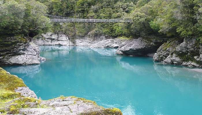 The turquoise waters of the Hokitika Gorge.