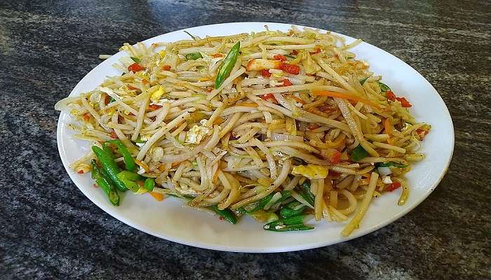 Chicken noodles at Glenary's Restaurant. 