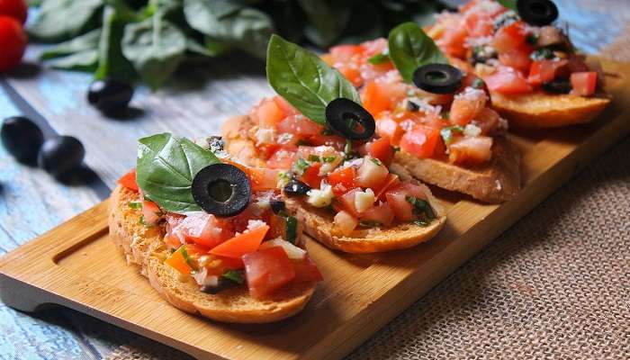 Bruschetta with tomatoes.