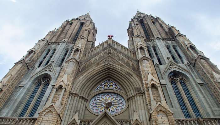 St. Philomena's Church in Mysore with twin spires and praiseworthy Revival architecture