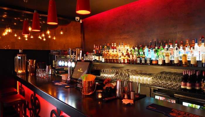 Interior of a bar in London.