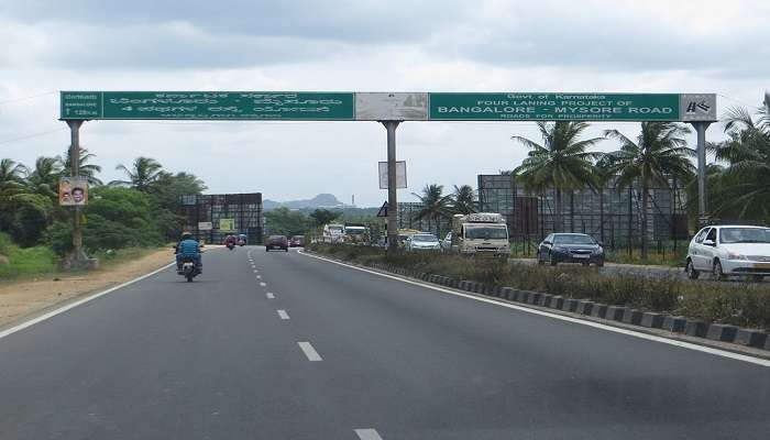 The Bangalore Mysore highway, the NH closest.