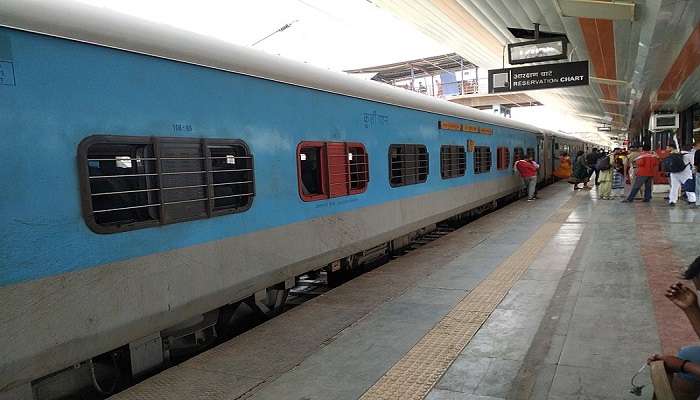 Shatabdi Express travelling during the day.