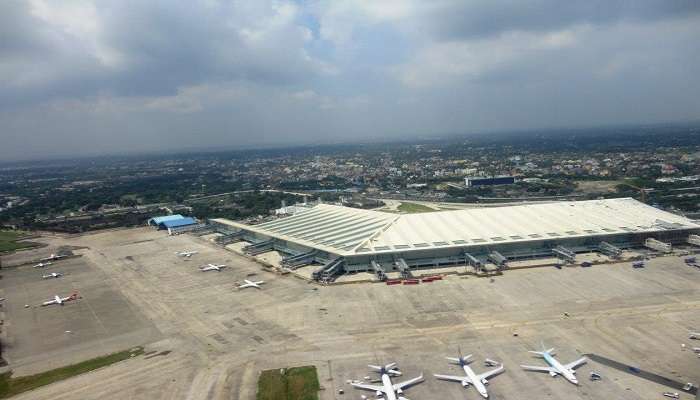 Aerial view of Netaji Subhas Chandra Bose International Airport in Kolkata