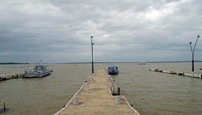 The concrete piers at Satpada on the banks of Chilika Lake