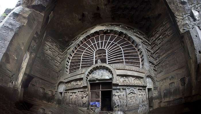 The beautiful entrance of Karla Caves.