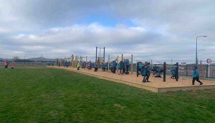 The huge playground at the Lemonwood Grove School.