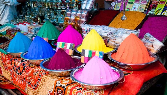 Colourful spices and products at Devaraja Market near Karanji Lake in Mysore