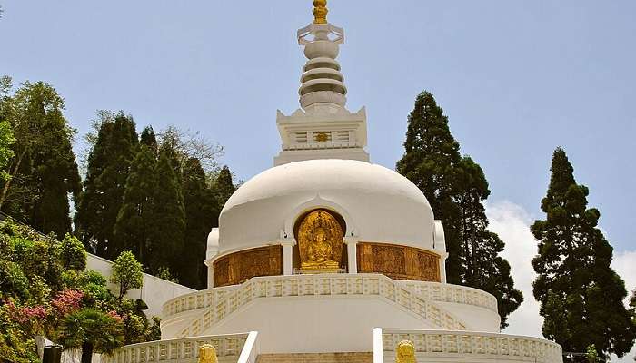 Shining Peace Pagoda located in Darjeeling.