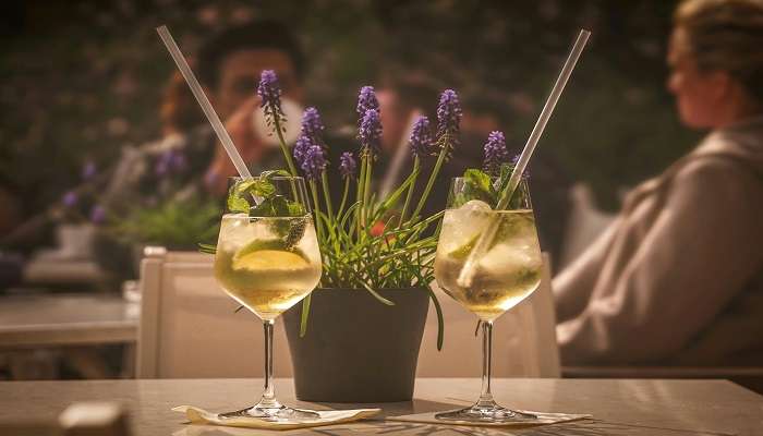 Wine glasses on the table