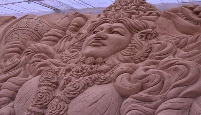 Intricate sand sculptures at the Sand Sculpture Museum.