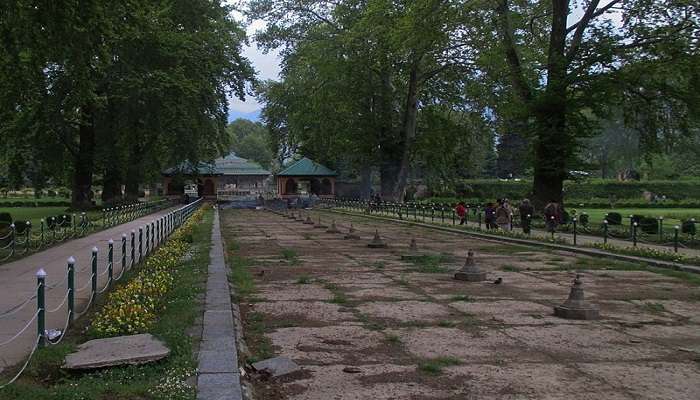 Marble pavilion at Shalimar Bagh Mughal Garden.