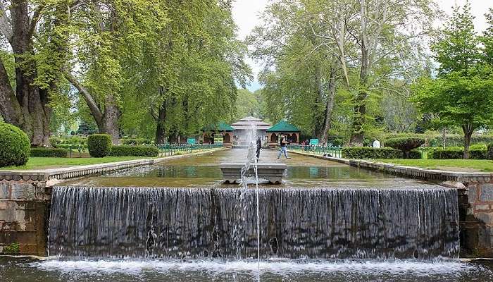 Water fountain at Shalimar Bagh Mughal Garden.