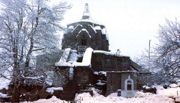 Snow covered Shankaracharya Temple