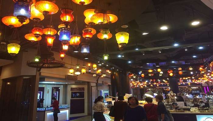 Colourful hanging lanterns at Terminal 21 shopping mall in Bangkok