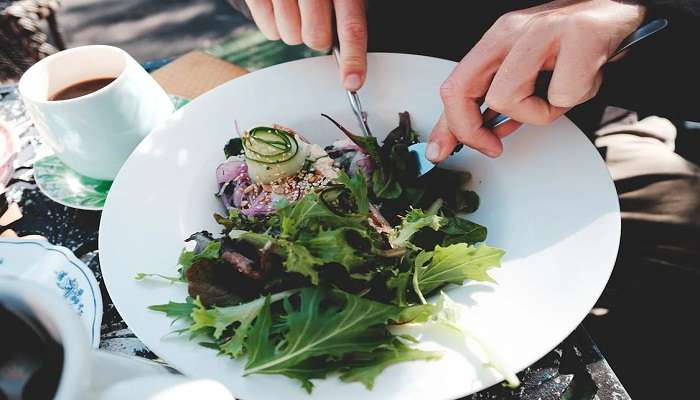 A plate of green salad in a cafe, Cafes in Ballina