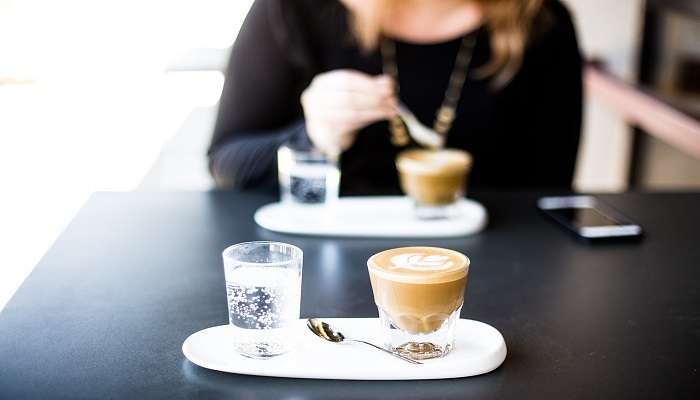 Coffee served on a table in a restaurant