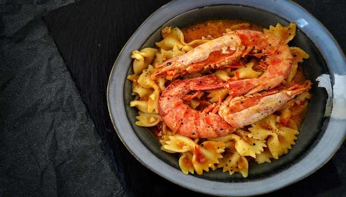 A delicacy of prawns served on the table at the Pilot Bay Beach