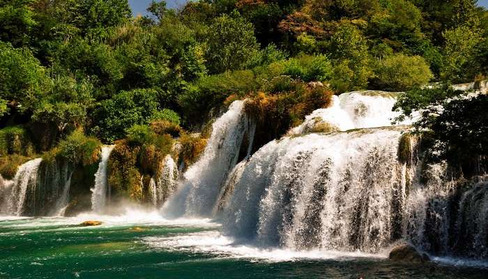 Enchanting panoramic view of the Vihigaon Waterfall