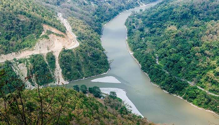 Teesta and Rangit Rivers meet at Lovers Meet Viewpoint. 