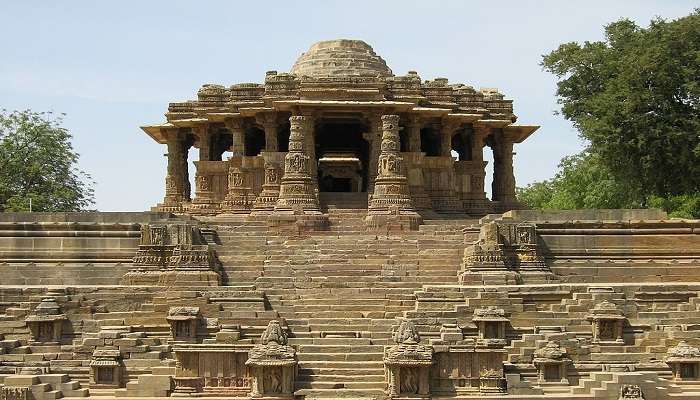 Sunrays entering the Sun Temple Of Modhera positioning. 