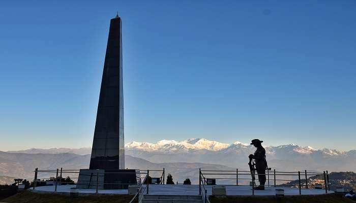 View of the Himalayas and Kanchenjunga from Tiger Hill Observatory near Kharbani