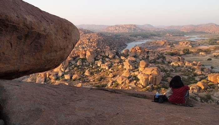 The bird's eye view on on day trip to Hampi from Matanga Hills