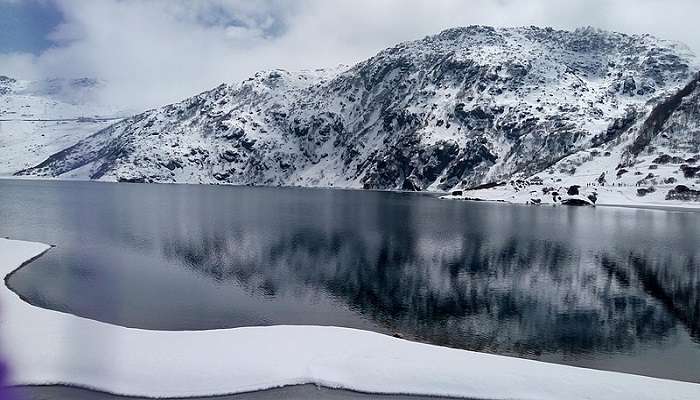 Snow-covered landscape in Sikkim.