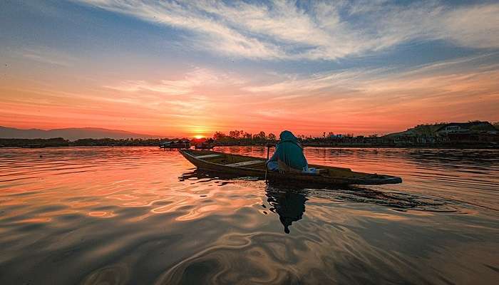 Sunset at Dal Lake in Srinagar.