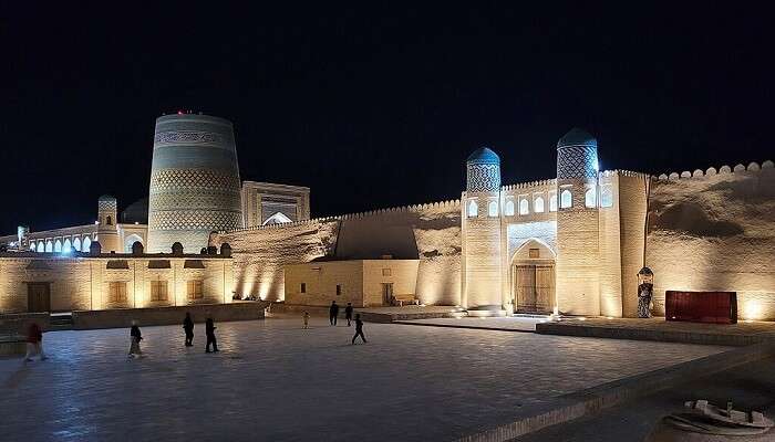 Konya Arck access gate during night.