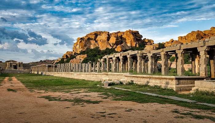 Explore the Hampi Bazaar.