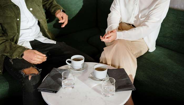 Guests enjoying dark coffee at a cafe in Shepparton.