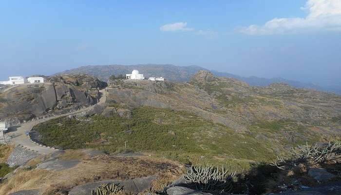 View of Guru Shikhar in Mount Abu near the achalgarh fort. 