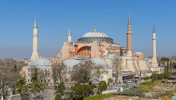 View of the Hagia Sophia, located.