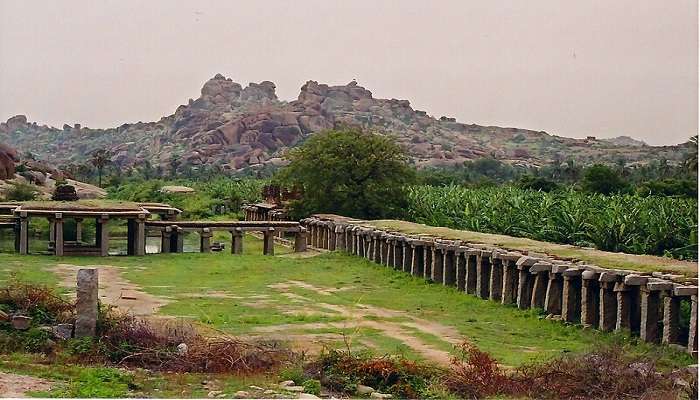 View of the Hampi Bazaar situated.