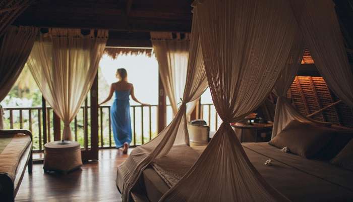 Girl enjoying the hotel view 