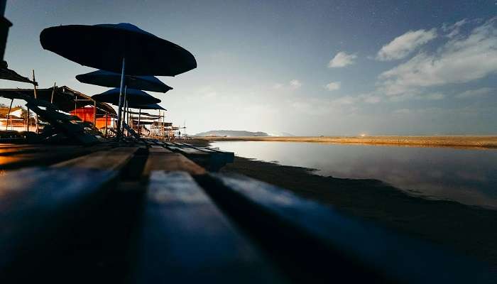 Night time at the Hotel Madhuvan at Madhavpur Beach Gujarat